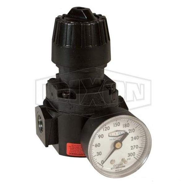 Wilkerson by High Pressure Self-Relieving Standard Compact Regulator with GC240 Gauge, 3/8 in NPT/BS